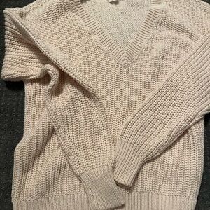 PINK Victoria's Secret Cream V-Neck Sweater